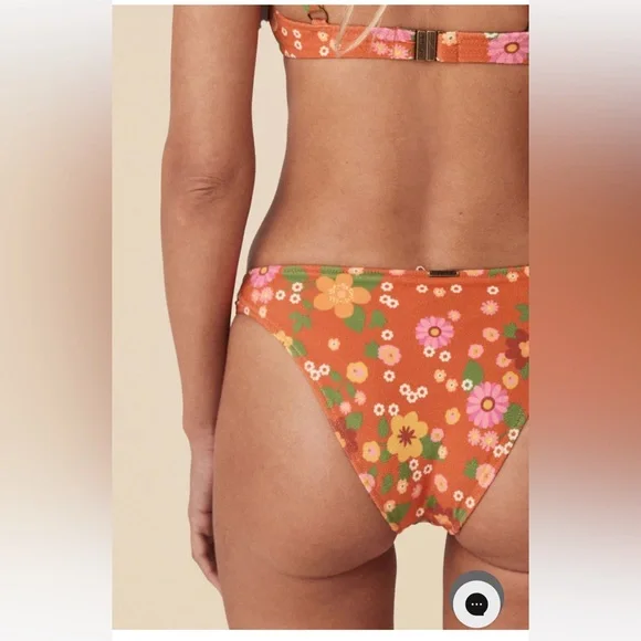 NWT Spell Pomelia Ring Scoop/Ring Pant Bikini in Retro Size XXS Orange Floral - Picture 11 of 16